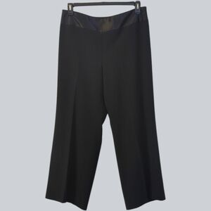Kasper Women's Black Dress Pants Wide Leg Satin Accent Office Siren  10 & 12